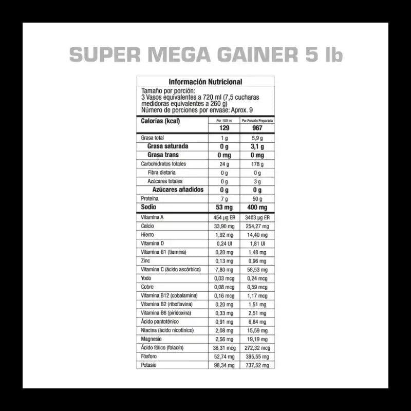 Super Mega Gainer Protein 5 Pounds GMN