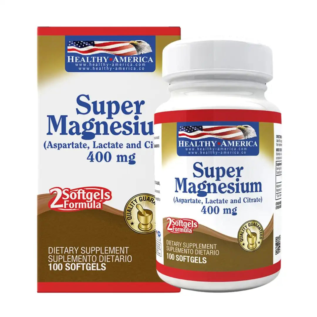 Super magnesio 400 mg 100 cápsulas Healthy America